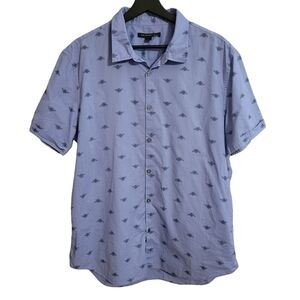 John Varvatos Blue Bee Printed Short Sleeve Button Up Shirt
